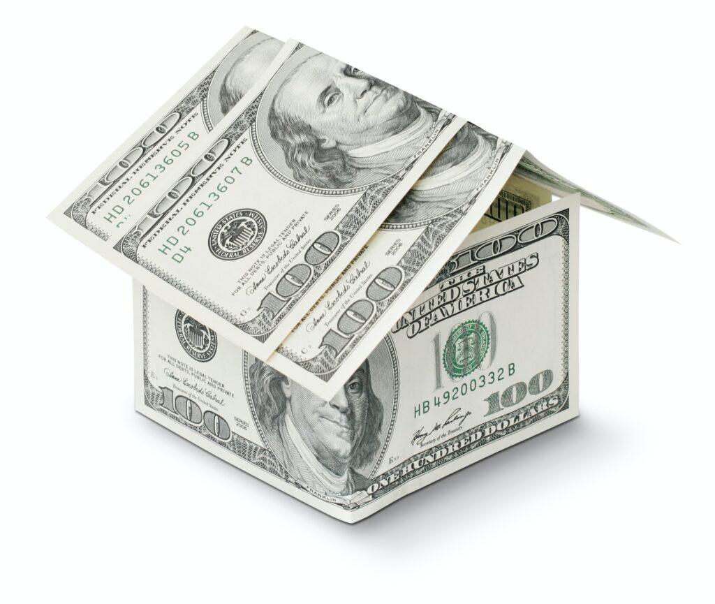 House made of folded 100 dollar bills